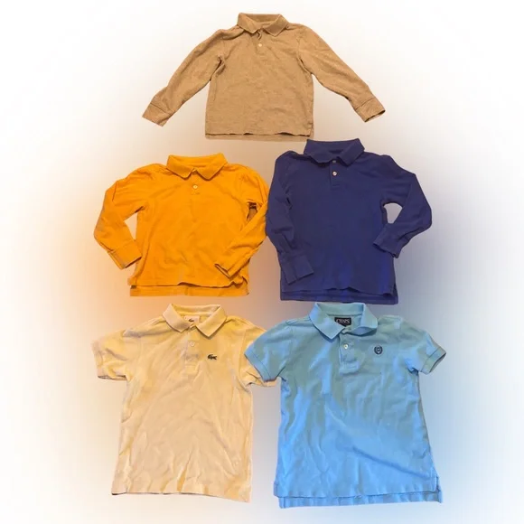 Boys Polo Shirts Size 5/6 & 6 Bundle - 5 Polo Shirts Lacoste Chaps Childrens Pla - Picture 1 of 9